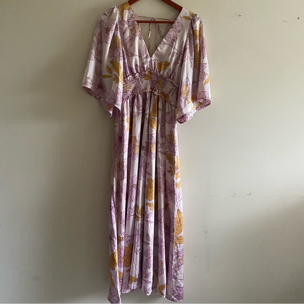 Anthropologie En Saison Floral Smocked Waist V-Neck Maxi Dress - Picture 2 of 10